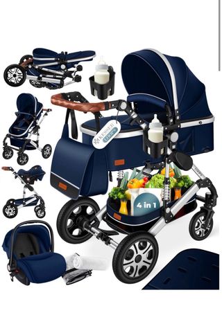 cochecito bebé 4 en 1 azul marino