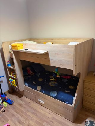 LITERA CAMA NIÑOS Madera con cajones.