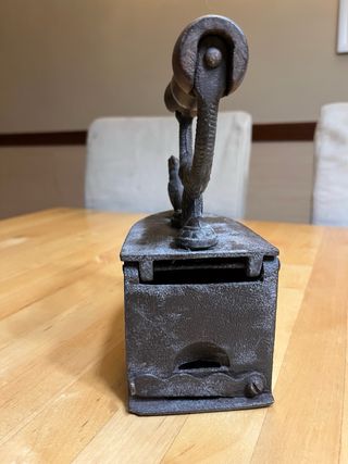 Plancha antigua hierro y madera decorativa