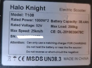 PATINETE HALO KNIGHT T108 52V 38.4AH