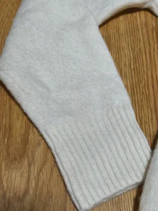 Vestido jersey cuello alto MANGO blanco