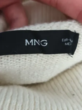 Vestido jersey cuello alto MANGO blanco