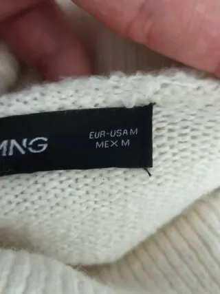 Vestido jersey cuello alto MANGO blanco