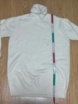 Vestido jersey cuello alto MANGO blanco