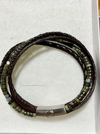 Pulsera unisex cuero y unakita cierre magnético