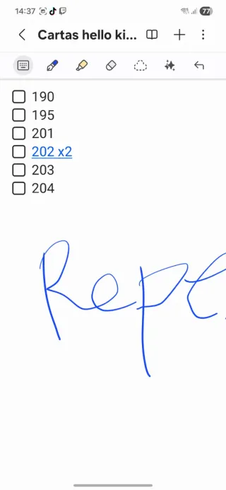 Cartas Hello Kitty y Amigos