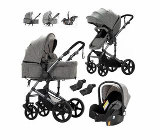 Carrito de bebé gris 3 piezas muy buen estado