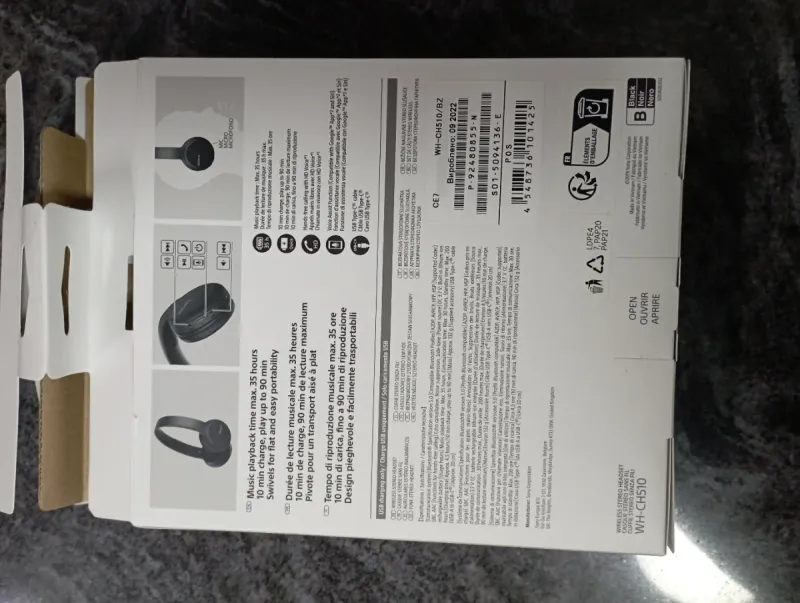Auriculares Sony WH-CH510 Inalámbricos Negros afbeelding 4