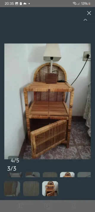 Cabecero y 2 mesitas de mimbre