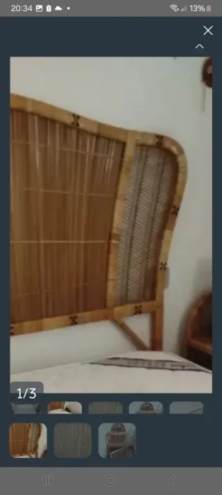 Cabecero y 2 mesitas de mimbre