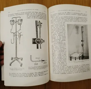 Transfusión de sangre. Libro medico antiguo 1953