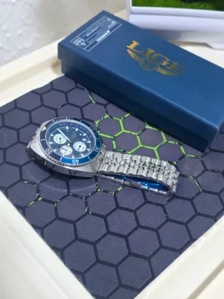 Reloj LIGE Hombre Azul y Plateado