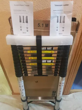 2 Escaleras telescópica aluminio 5.1m ligeras