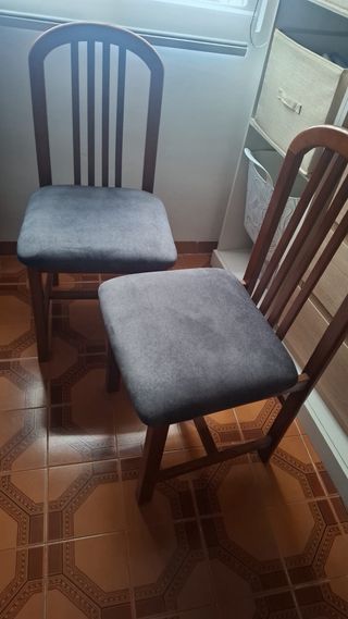 Juego de 2 sillas de comedor madera y tela