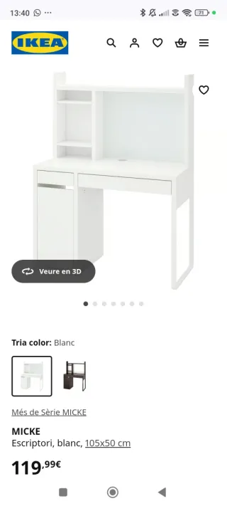 Escritorio blanco 105x50 cm