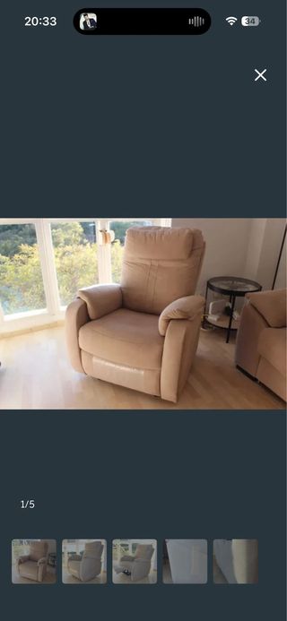 Sillón reclinable beige tela