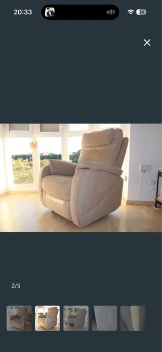 Sillón reclinable beige tela