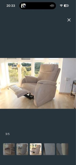 Sillón reclinable beige tela