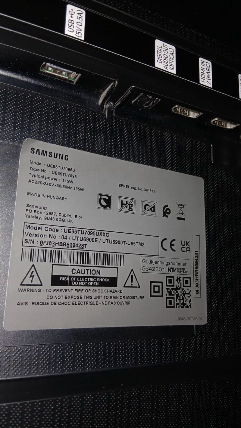 Samsung Smart TV 65 4K UHD UE65TU7095 afbeelding 3