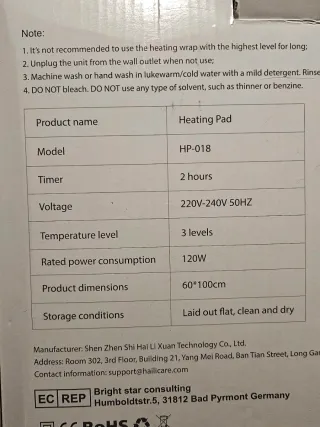 Chaleco Calefactable HailiCare HP-018