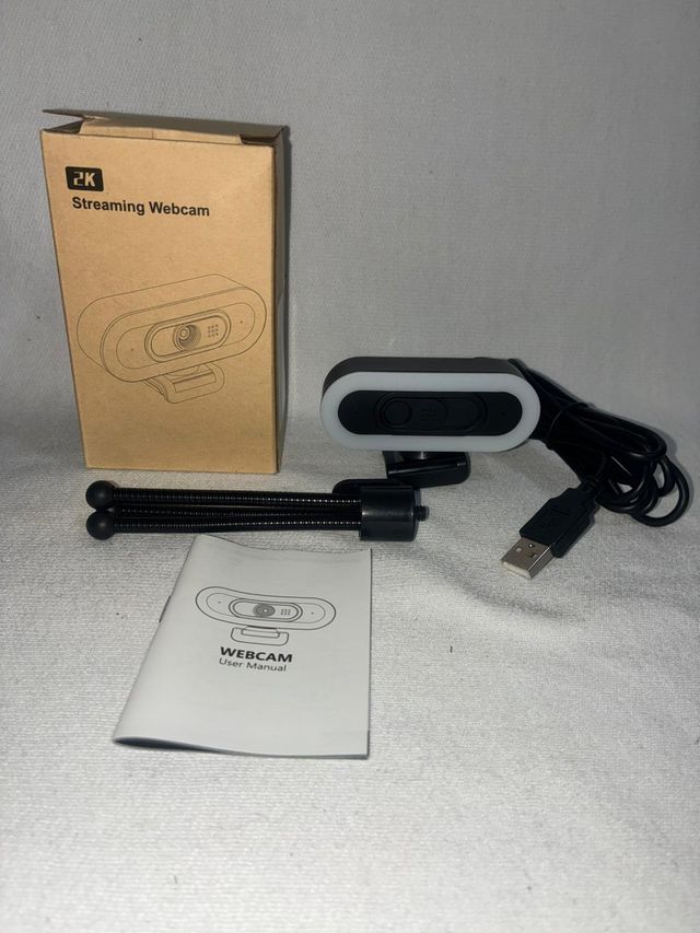 Webcam 2K con luz y trípode