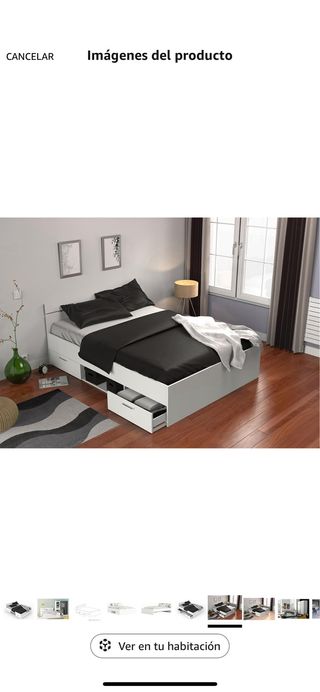 Cama blanca con cajones