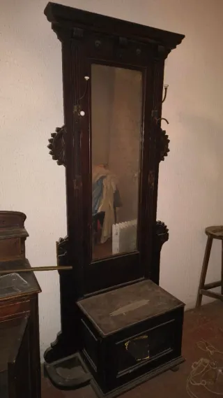 Mueble recibidor antiguo madera y espejo
