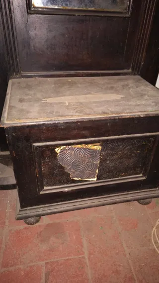 Mueble recibidor antiguo madera y espejo
