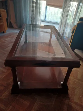 Mesa de centro madera y cristal