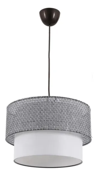 Lámpara colgante redonda gris y blanca