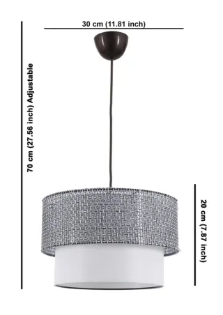 Lámpara colgante redonda gris y blanca