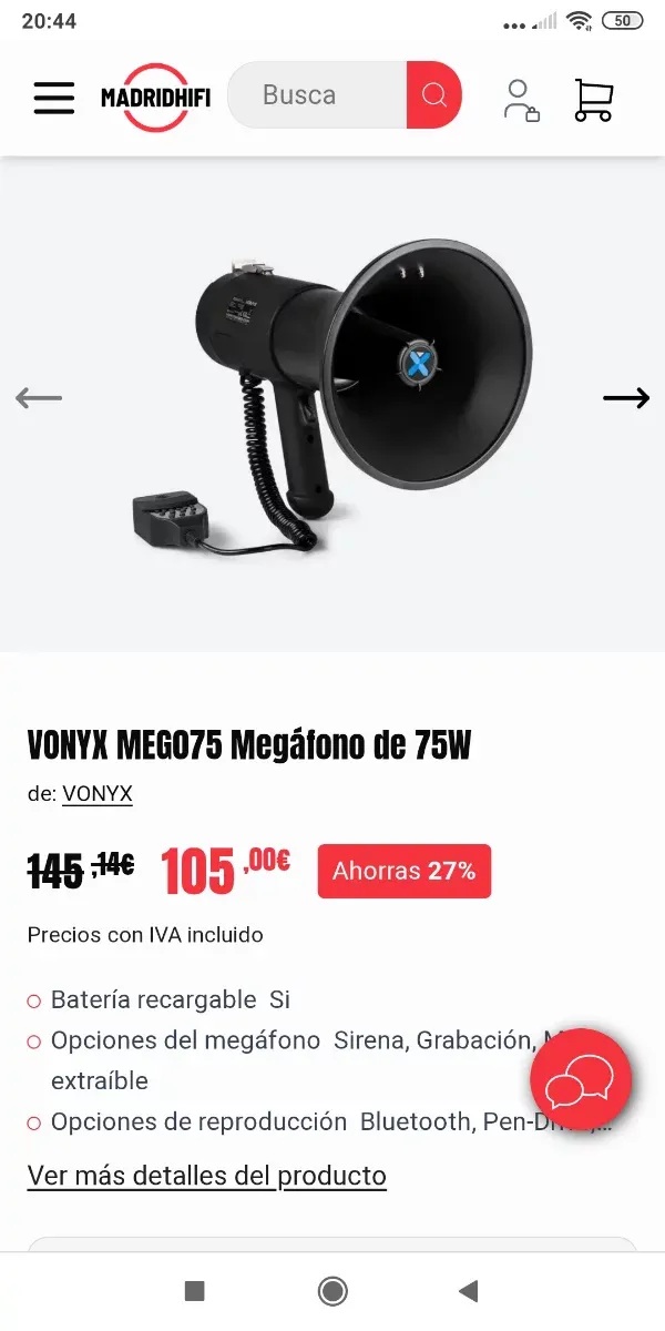 Megáfono Vonyx MEG075 75W afbeelding 7