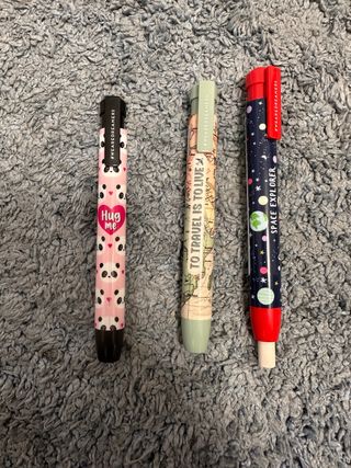 Set 3 gomme cancelleria panda, mappa, spazio