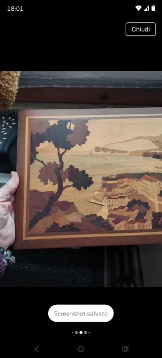 Quadro in legno intarsiato vintage