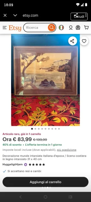 Quadro in legno intarsiato vintage