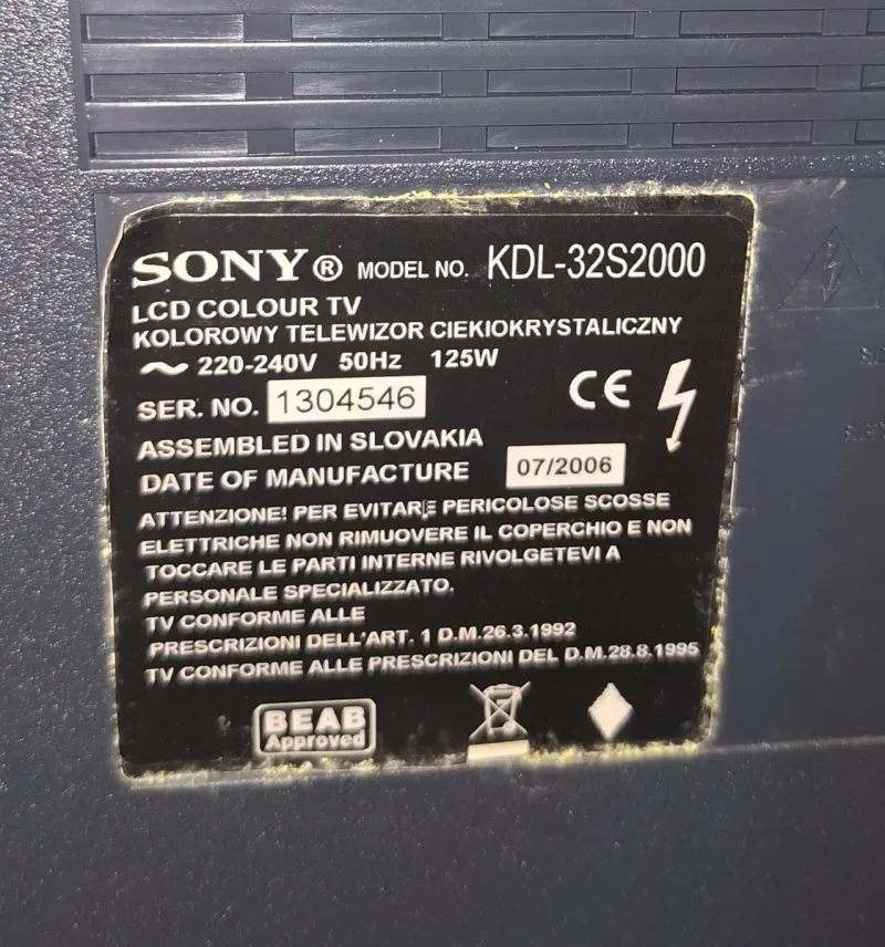 TV Sony Bravia KDL-32S2000 afbeelding 4
