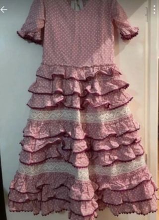 Traje Flamenca Niña Rosa Lunares
