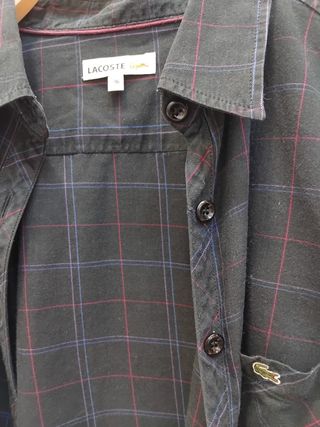 Camisa Lacoste Hombre Azul Cuadros