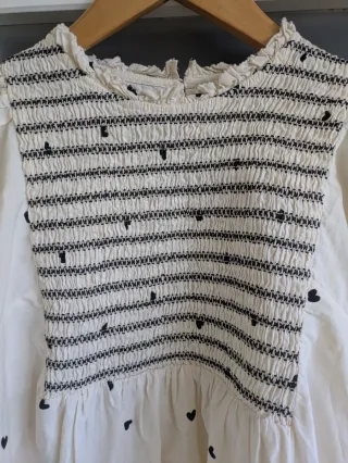 Talla S/M - Blusa Algodón Corazones y Nido Abeja