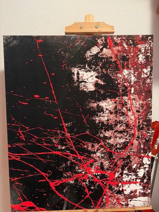 Cuadro abstracto negro y rojo