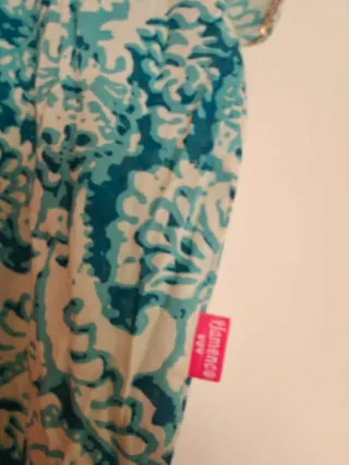 Mono flamenco estampado azul y blanco