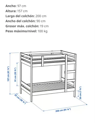 Literas Mydal de madera marrones. De pino mazizo.
