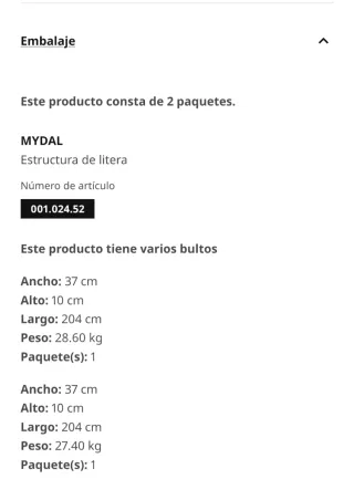 Literas Mydal de madera marrones. De pino mazizo.