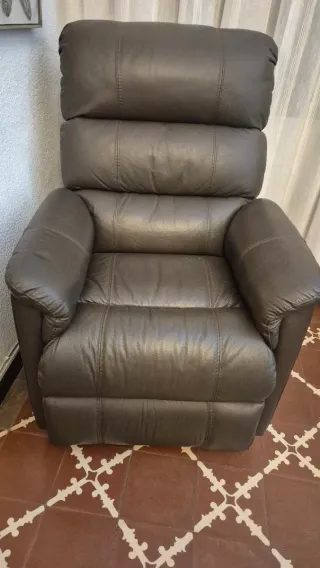 Sillón relax eléctrico piel marrón oscuro