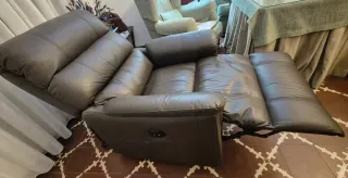 Sillón relax eléctrico piel marrón oscuro