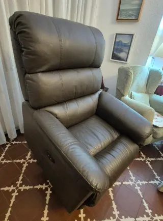 Sillón relax eléctrico piel marrón oscuro