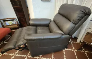 Sillón relax eléctrico piel marrón oscuro