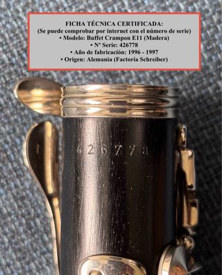 Clarinete Buffet Crampon E11 Madera (Sib) Revisado