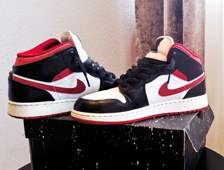 Nike Air Jordan 1 Mid GS Blanco/Rojo