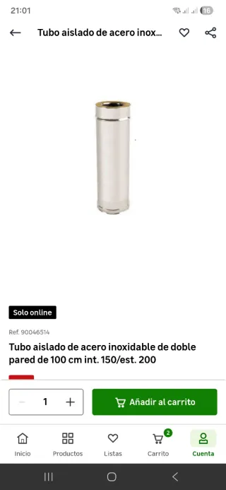 Tubo de acero inoxidable aislado